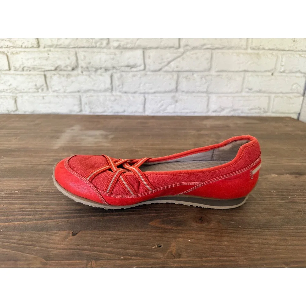Ahnu Mary Jane Red Leather Casual Walking Comfort Flats Shoes Women's‎ US 7.5